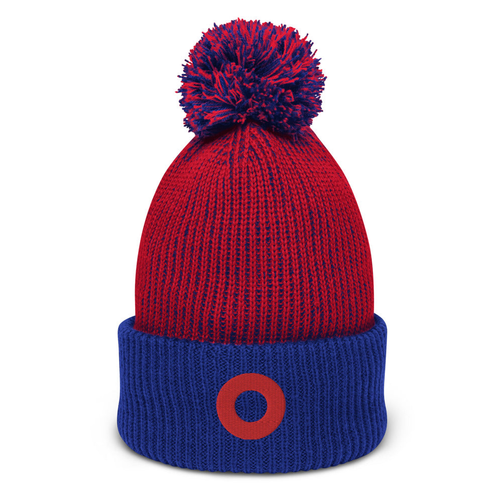 Donut Embroidered Pom-Pom Beanie